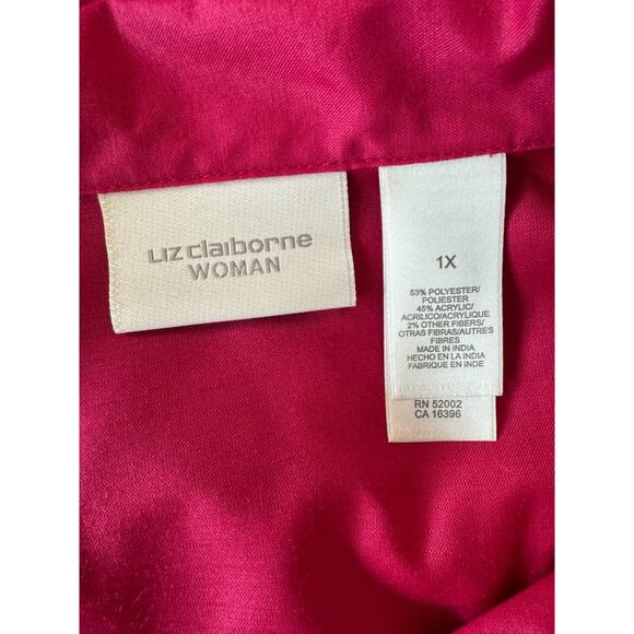 Liz Claiborne Woman XL Pink Button-Up Gold Metallic Details 3/4 Sleeve Blouse - Picture 11 of 11